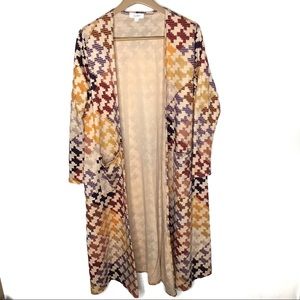 Lularoe Harvest Patchwork Sarah duster cardigan M